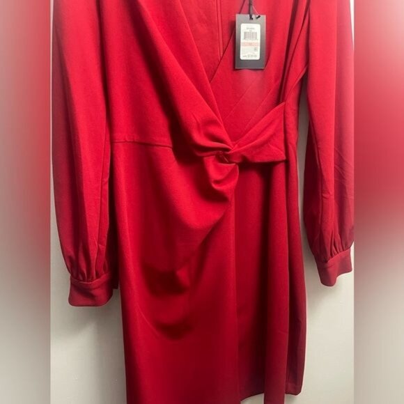Red Dress, Long Sleeves, DKNY Brand - Picture 6 of 7